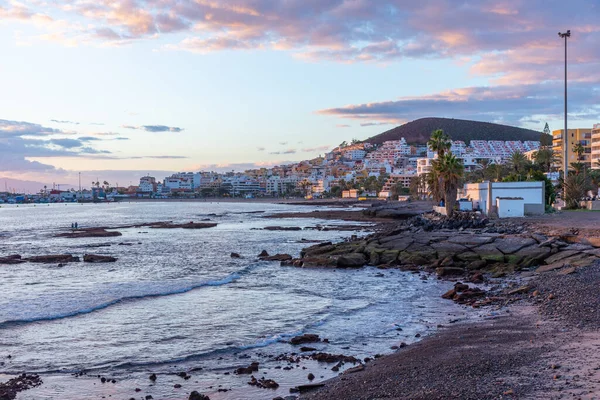 Sonnenuntergang Der Playa Los Christianos Auf Teneriffa Kanarische Inseln Spanien — Stockfoto