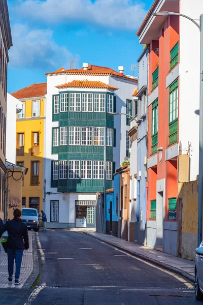 La Laguna, Tenerife 'deki Dar Sokak, Kanarya Adaları, İspanya.
