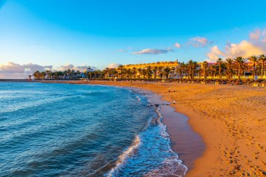 Günbatımında Playa del Camison Tenerife, Kanarya Adaları, İspanya.
