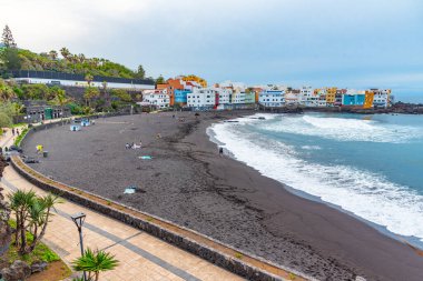Playa Maria Jimenez Puerto de la Cruz, Tenerife, Kanarya Adaları, İspanya .