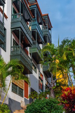 Puerto de la Cruz 'daki merkez cadde, Tenerife, Kanarya Adaları, İspanya.