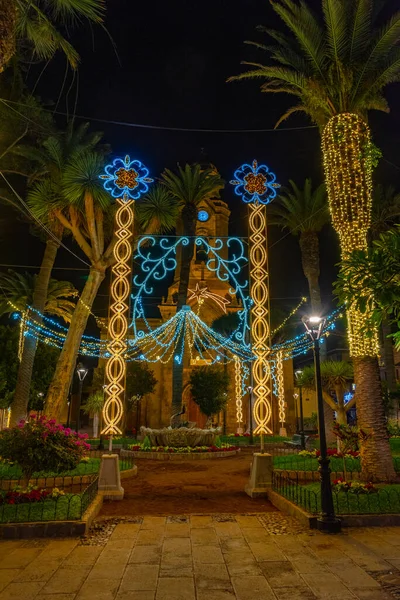 Vista Noturna Igreja Nuestra Senora Pena Francia Puerto Cruz Tenerife — Fotografia de Stock