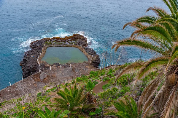 Rotsbad Puerto Cruz Tenerife Canarische Eilanden Spanje — Stockfoto