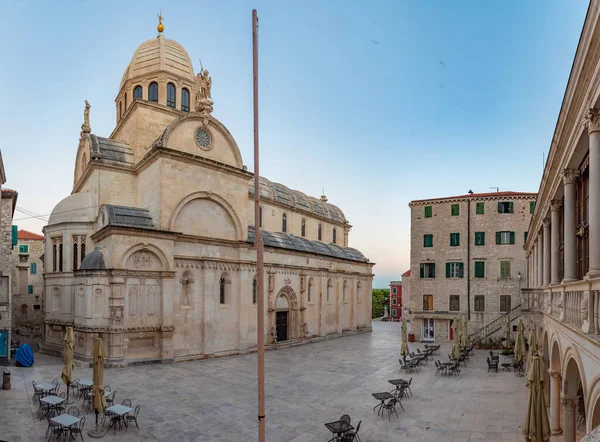 Vista Del Amanecer Catedral Santiago Sibenik Croati — Foto de Stock
