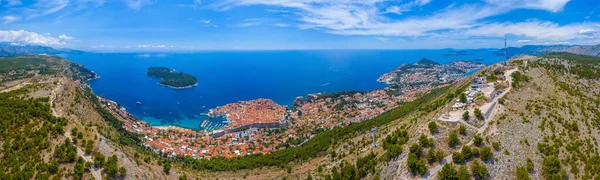 Vue Aérienne Ville Croate Dubrovnik Depuis Srd Hil — Photo
