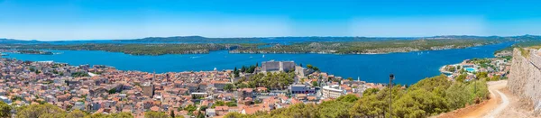 Aerial View Croatian Town Sibenik Saint Michael Fortress Saint John — стоковое фото