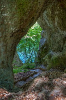 Plitvice Gölü 'ndeki Supljara mağarası Hırvatistan' daki ulusal parkı süslüyor