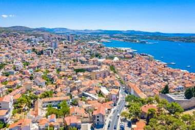 Hırvatistan 'ın eski Sibenik kentinin hava manzarası
