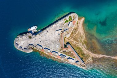 Hırvatistan 'ın Sibenik kentindeki Aziz Niklas kalesinin hava manzarası