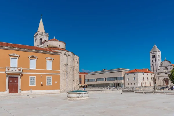 Zadar的Zeleni Trg广场与Saint Donatus教堂 Saint Marija教堂和考古博物馆 — 图库照片