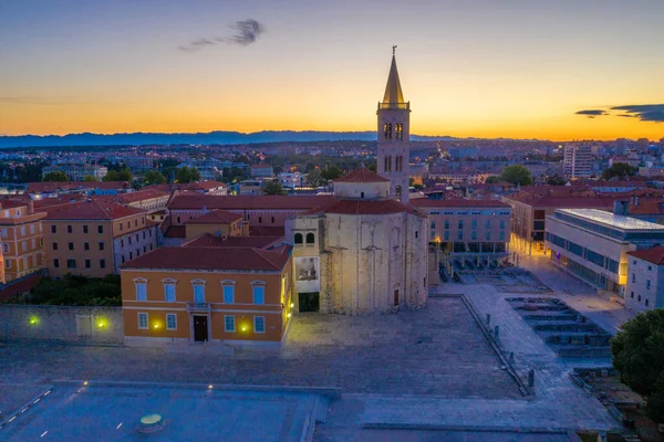 Sunrise View Zeleni Trg Square Domianted Cathedral Saint Anastasia Zadar — Stock Photo, Image