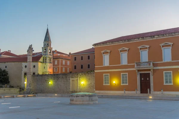 Salida Del Sol Vista Plaza Zeleni Trg Zadar Croacia — Foto de Stock