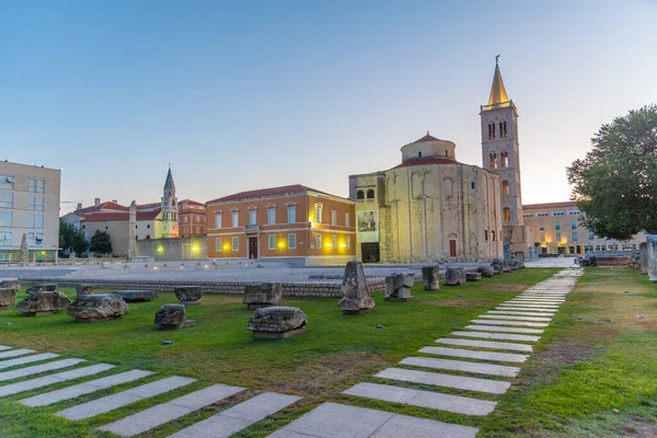 Vista Nascer Sol Fórum Romano Praça Zeleni Trg Zadar Croácia — Fotografia de Stock