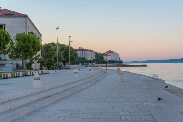 Zonsopgang Uitzicht Riva Promenade Het Historische Deel Van Kroatische Stad — Stockfoto