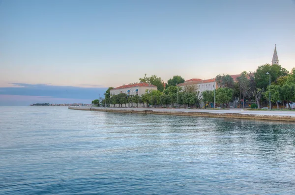 Vista Nascer Sol Riva Calçadão Parte Histórica Cidade Croata Zadar — Fotografia de Stock