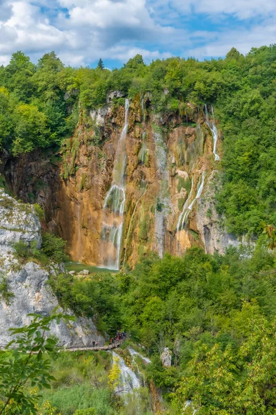 Veliki Pofon Vízesés Plitvicei Tavak Nemzeti Park Horvátországban — Stock Fotó