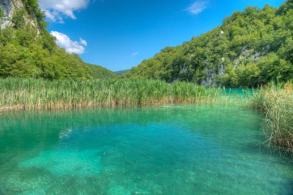 Summer Sky Reflected Water Plitvice Lakes National Park Croatia — Stock Photo, Image