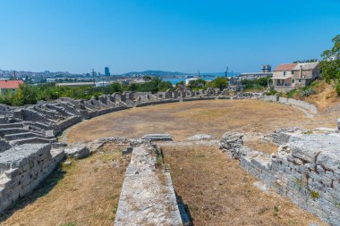 Hırvatistan 'ın Split kenti yakınlarındaki antik Salona' da Roma amfi tiyatrosu