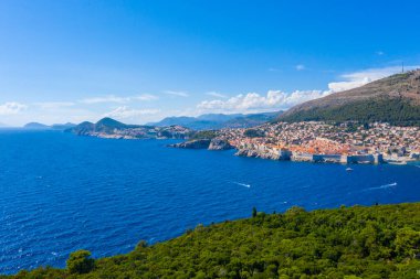 Hırvatistan 'daki Dubrovnik ve Lokrum adasının hava manzarası
