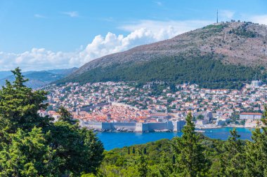 Hırvatistan 'daki Dubrovnik ve Lokrum adasının hava manzarası