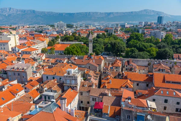 Flygfoto Över Röda Hustak Hus Den Gamla Staden Split Kroatien — Stockfoto