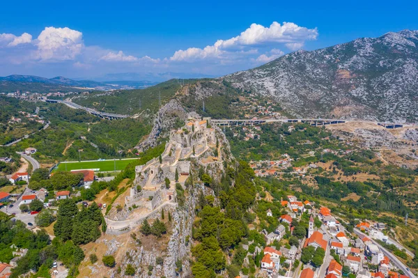 Uitzicht Vanuit Lucht Vesting Klis Bij Split Kroatië — Stockfoto