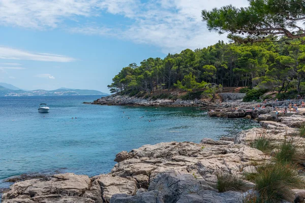 Hırvatistan 'ın Dubrovnik kenti yakınlarındaki Lokrum adasında Rocky plajı