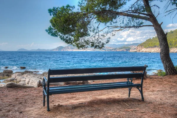 Dubrovnik Hırvatistan 'ın Lokrum adasındaki kayalık bir plajdan izledi