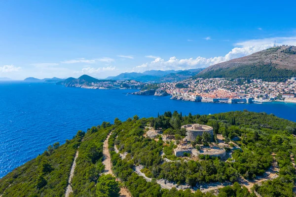 Letecký Pohled Ostrov Dubrovník Lokrum Chorvatsku — Stock fotografie