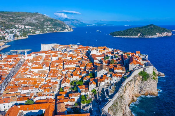 Letecký Pohled Staré Chorvatské Město Dubrovník — Stock fotografie