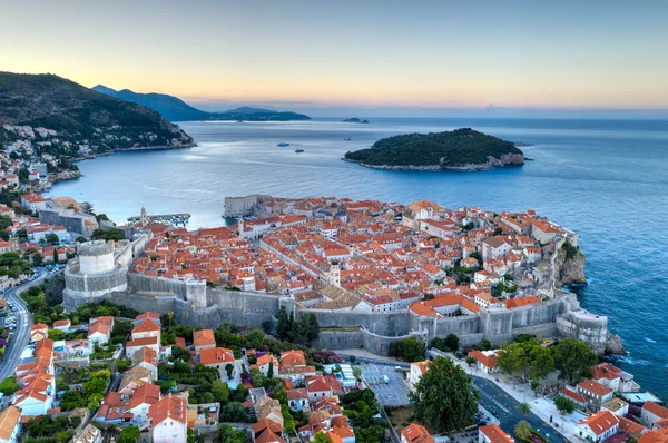 Sunrise Aerial View Old Town Dubrovnik Croatia — Stock Photo, Image