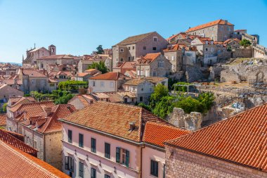 Hırvatistan 'ın Dubrovnik kentindeki Saint Mary kilisesinin hava manzarası