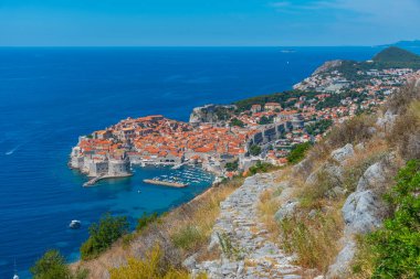 Hırvatistan 'ın Dubrovnik kentinin merdiven ve manzarası