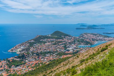 Hırvatistan 'ın Dubrovnik kentinin çağdaş kesiminin havadan görüşü