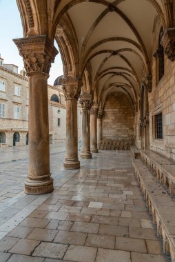 Hırvatistan 'ın Dubrovnik kentindeki rektör sarayının gündoğumu manzarası