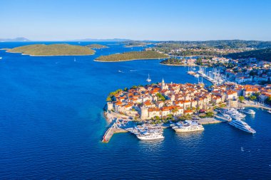 Hırvat kenti Korcula 'nın hava manzarası