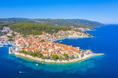 Hırvat kenti Korcula 'nın hava manzarası