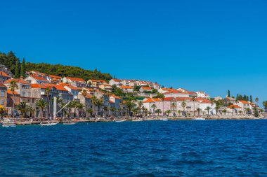 Hırvatistan 'ın Korcula kenti kıyı şeridi