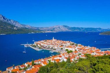 Hırvat kenti Korcula 'nın hava manzarası