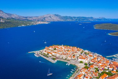 Hırvat kenti Korcula 'nın Panoraması