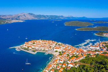 Hırvat kenti Korcula 'nın Panoraması