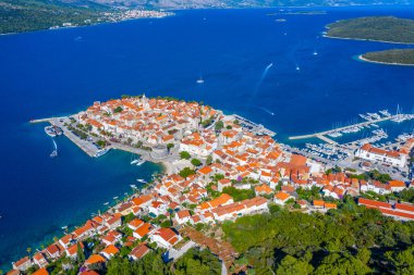 Hırvat kenti Korcula 'nın Panoraması