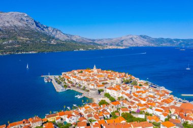 Hırvat kenti Korcula 'nın Panoraması