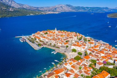Hırvat kenti Korcula 'nın Panoraması