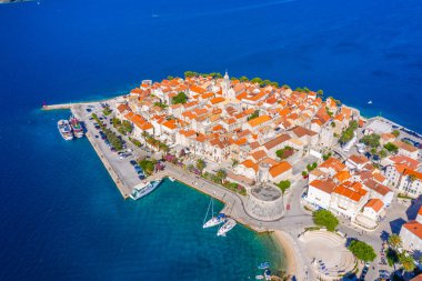 Hırvat kenti Korcula 'nın Panoraması