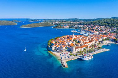 Hırvat kenti Korcula 'nın Panoraması