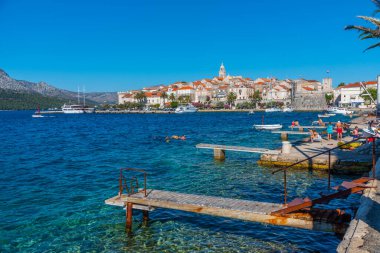 Hırvat kenti Korcula 'nın şehir manzarası