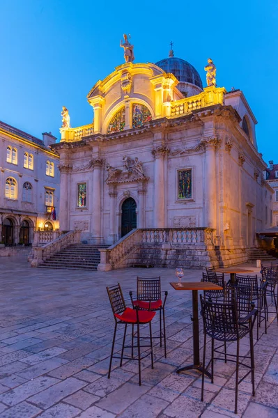 Salida Del Sol Vista Iglesia Saint Blaise Ciudad Croata Dubrovnik — Foto de Stock