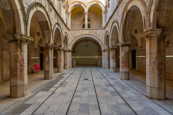 Inner courtyard of Sponza palace in Dubrovnik, Croatia
