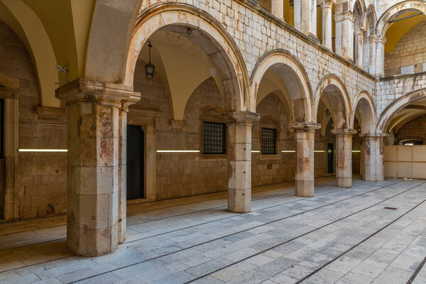 Inner courtyard of Sponza palace in Dubrovnik, Croatia